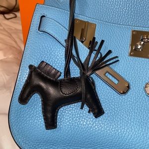 RARE HERMÈS Milo Lambskin Grigri Rodeo Horse Bag Charm PM So Black